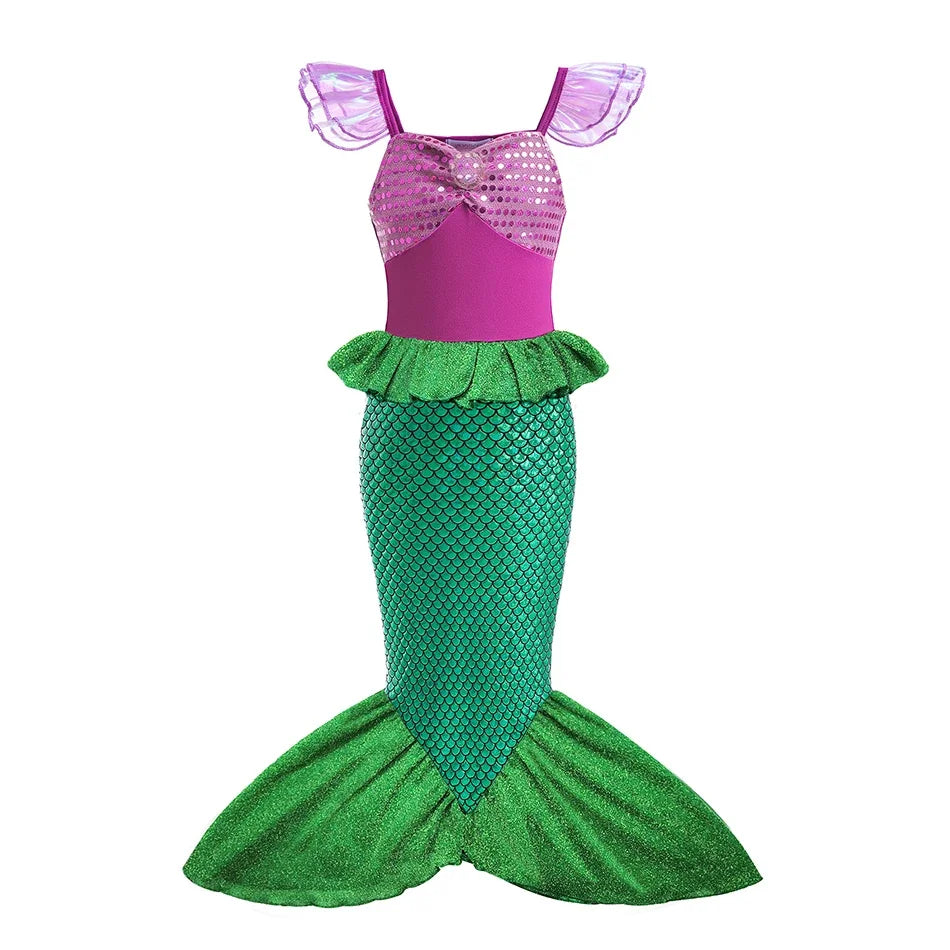 Elsa Anna Kid Princess Girls Dress Rapunzal  Kids Cosplay Halloween Vestidos Children Costume Birthday Party Dress