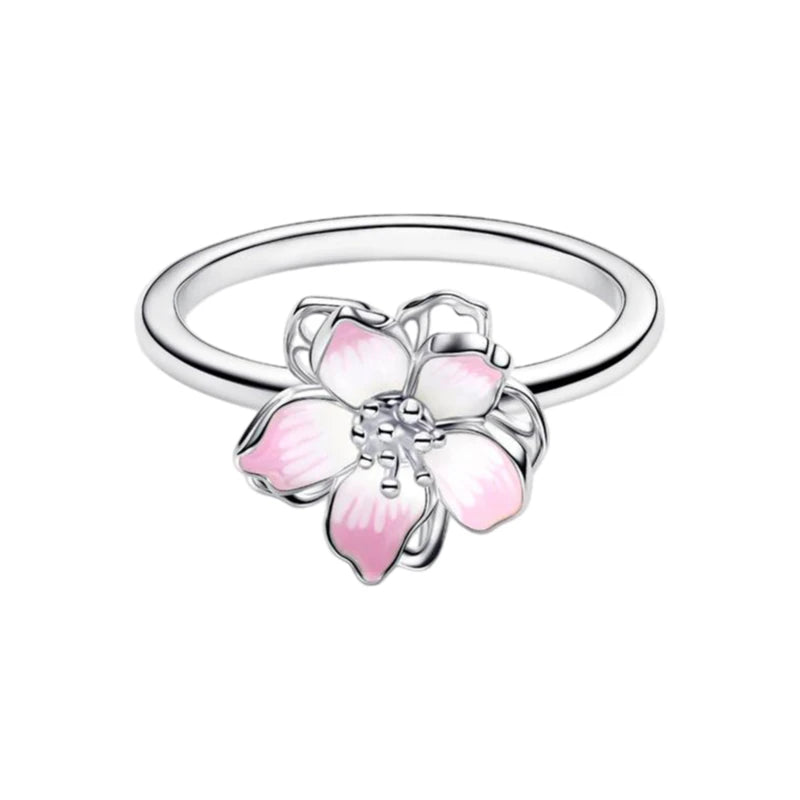 2026 Summer New 925 Silver Ocean Wave Ring Flower Love Women's Ring Fashion DIY Jewelry Gift
