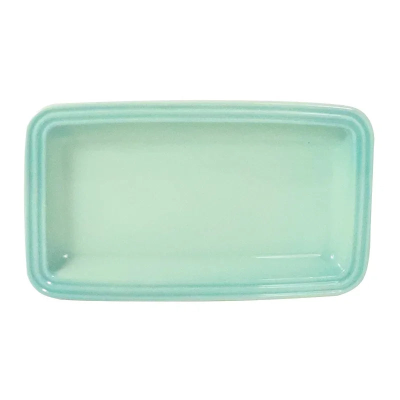 Le Creuset Rectangular Ceramic Plate Dim Sum Dessert Antipasto Dish Japanese Style Handmade Gradient Color Chinese Cuisine