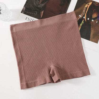1Pc Women Boyshort Panties Ribbed Seamless Underwear Mide Rise Panties Breathable Safety Short Pants Female Sports Intimates