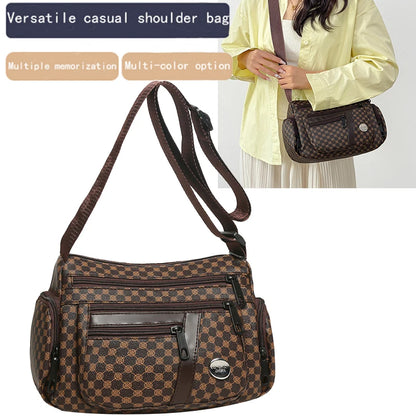 Everyday Versatile Rhombus Pattern Crossbody Bag Trendy Two Color Option, Multi Compartment Layout for Weekend Short Trips
