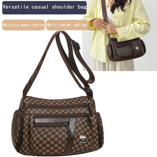 Everyday Versatile Rhombus Pattern Crossbody Bag Trendy Two Color Option, Multi Compartment Layout for Weekend Short Trips