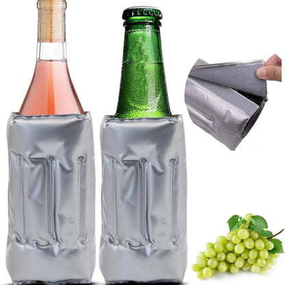 D5 Grey Insulated Wine Cooler Bag BBQ Reusable Quick Cooling PVC Tote Fits Most Bottles Keeps Wine Fresh for Picnic Party Travel