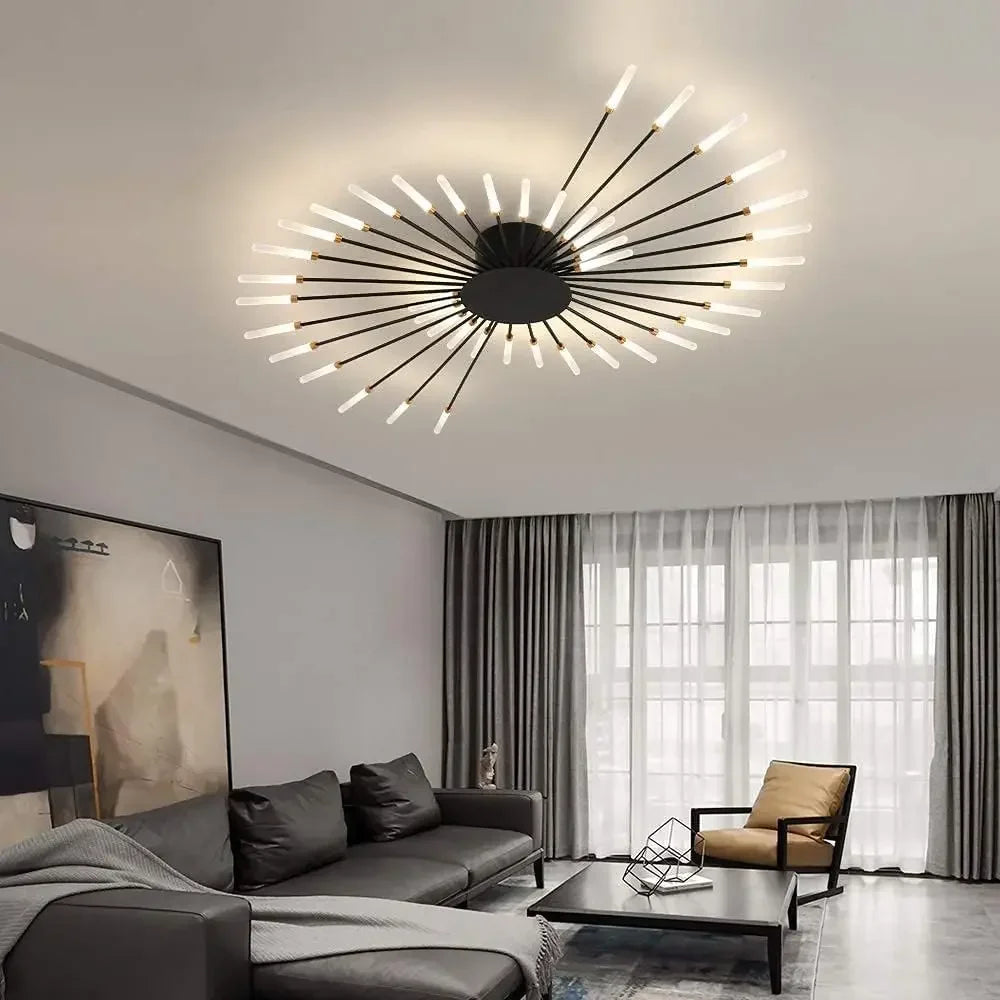 Modern Minimalist Stylish LED Ceiling Chandelier Lamps Design Art Suspension Pendant Lights Home Decor Items Living Room Bedroom