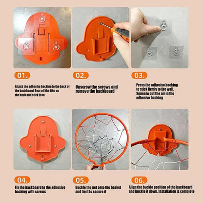 Indoor Basketball Hoop 32cm Dribbling Silent Basketball Training Hoop Noiseless Bouncing Wall-Mounted Toddler Outdoor Toys For