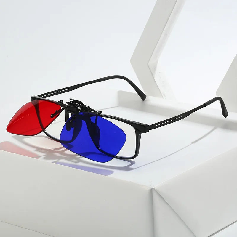 Red Green Blue 3D Glasses Clip Foldable Prescription Glasses for 3D Movies Gaming TV Strabismus Correction Amblyopia Training