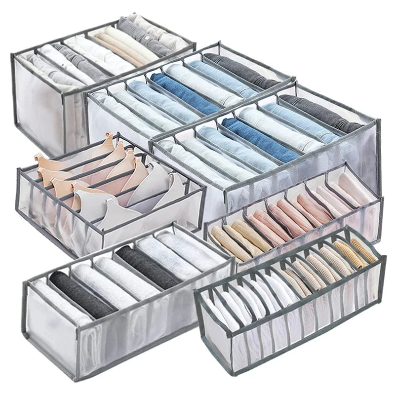 6-Grid Foldable Drawer Divider Underwear Storage Box, Wardrobe Organizer for Bras, Socks & Lingerie, Closet Storage Container