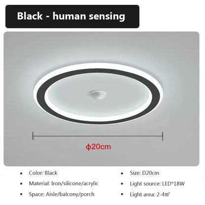 Energy Saving Smart Ceiling Light Human Body Sensor Auto on Off 85-265V for Corridor Hallway Entrance Balcony Lighting Fixture
