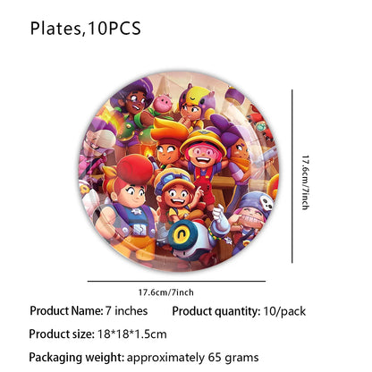 Kids Party Favors Decoration Balloons Gift Bag Brawl Stars Theme Happy Birthday Banner Tableware Paper Plates Napkins Tablecloth