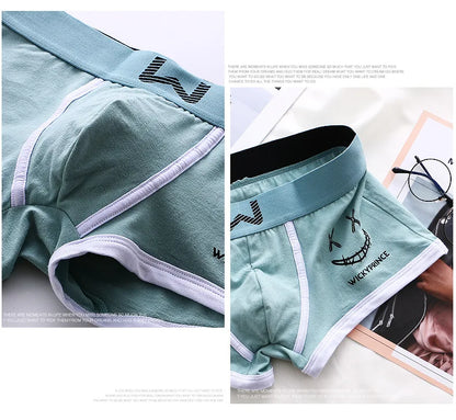 1/3/4 Pcs Mens Underwear Cotton Men Boxer Panties U-convex Man Breathable Underpants Sexy Comfort Male Boy Smiling Face Boxers