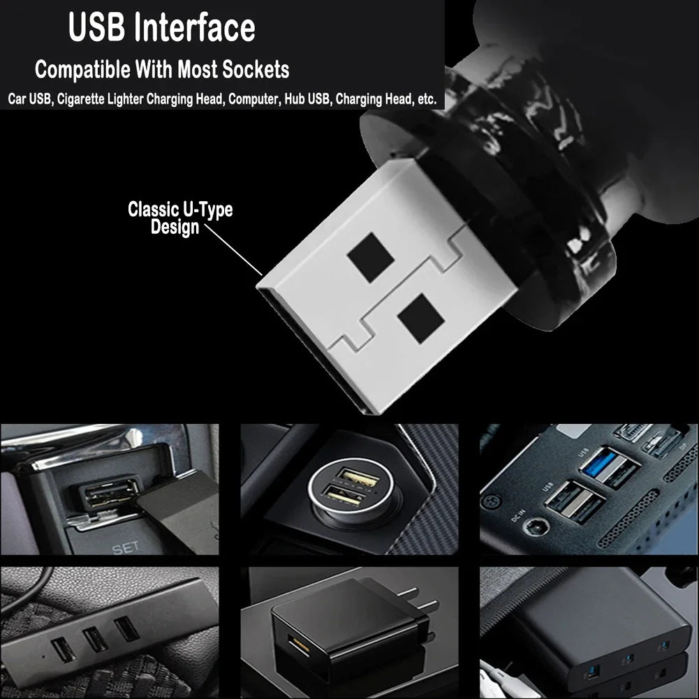 Car USB Night Light Touch Control LED Filament Lamp Portable Lighting Plug and Play Decorative Atmosphere Light for Home Bedroom