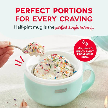 Single Serve Ice Cream Maker for Gelato  Yogurt Sorbet Dessert Easy Use Cleaning Included Aqua Color 1 Bowl