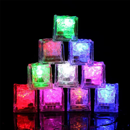 10PCS Waterproof Led Ice Cube Multi Color Flashing Glow in The Dark Ice Cube for Bar Club Drinking Party Wine Wedding Decoration