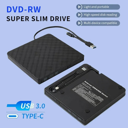 2 In 1 USB3.0 External DVD RW CD Writer Slim Portable Burner Reader Player Optical Drives For Laptop Desktop Notebook Computer