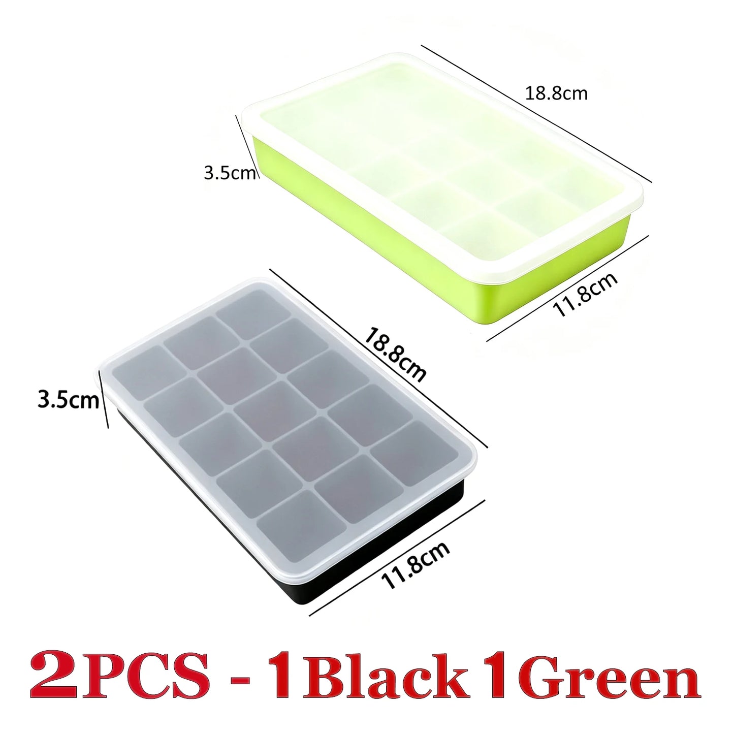 15 Grids Ice Cube Trays 100% Food Grade Silicone Ice Molds Easy Release Flexible Ice Cubes Mould with Lid for Whiskey Cocktail