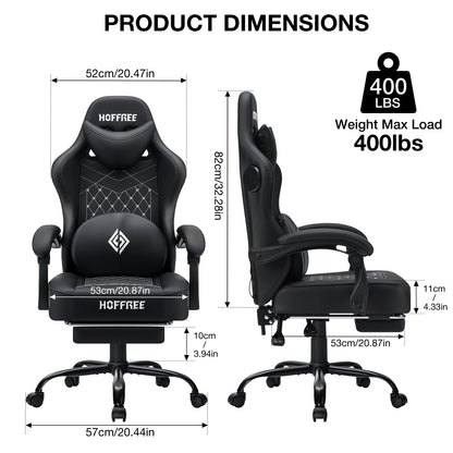 400lbs Gaming Chair with Speakers Massage Computer Gaming Chairs for Adults Reclining bluetooth Gamer Chair with Footrest