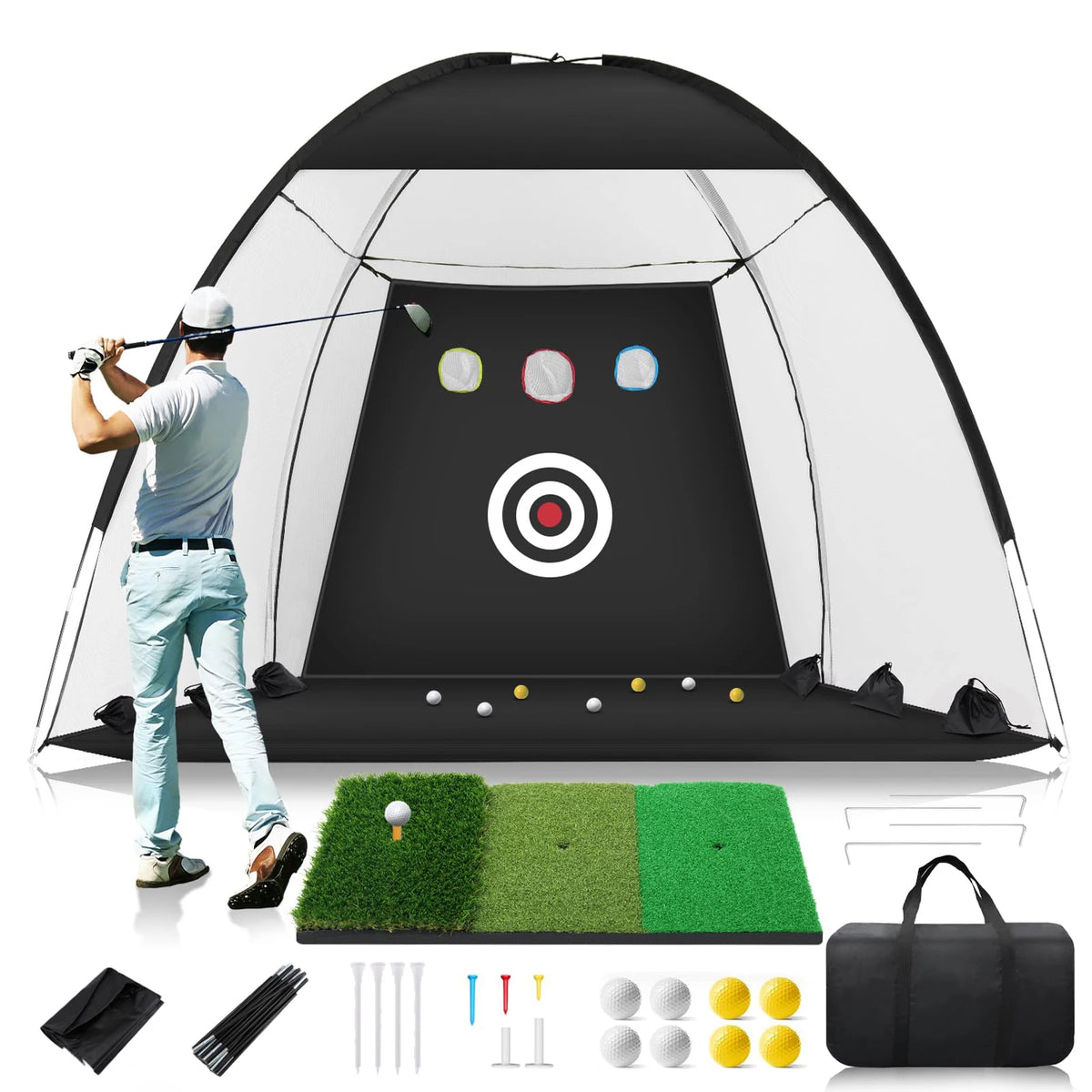 Golf High Impact Hitting Practice Net Golf Hitting Cage Indoor Outdoor Professional Exercise Practice Training Auxiliary Set