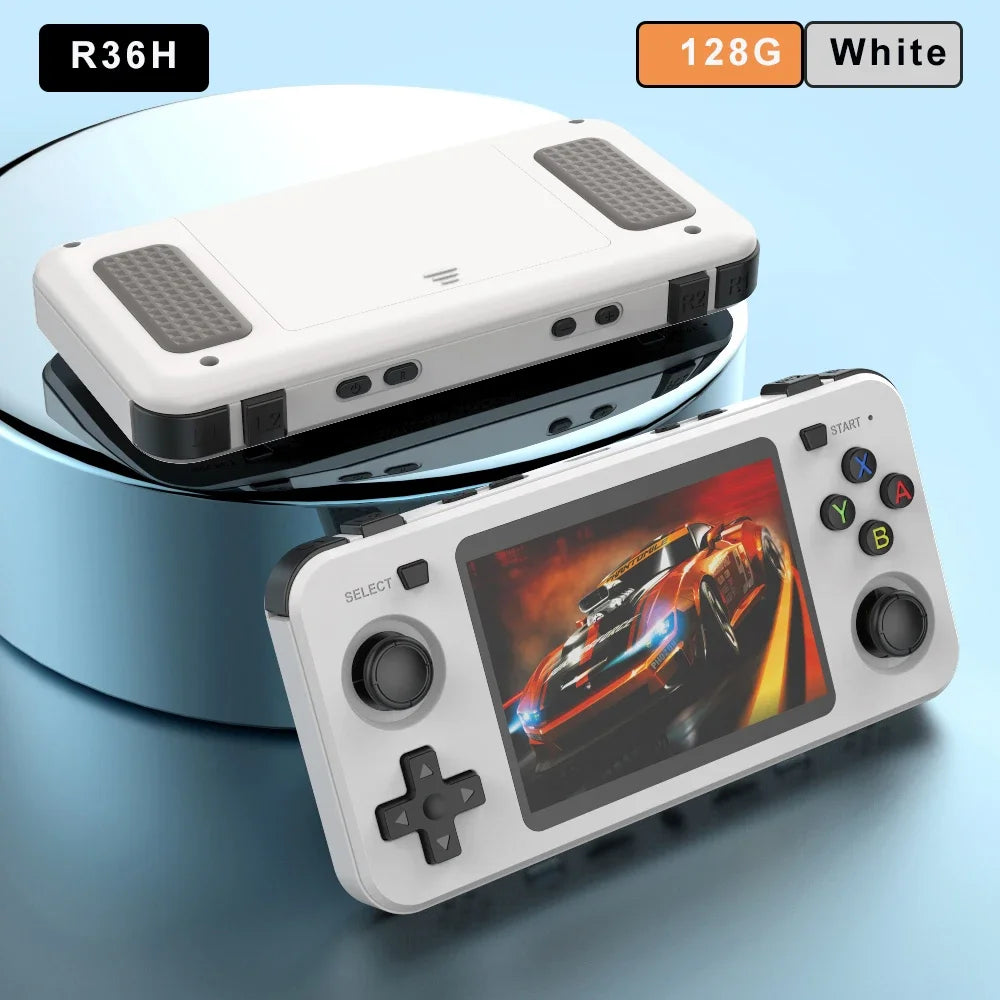 BOYHOM Green R3 6H Retro Video Game Console 3.5‘’ IPS Screen RK3326 3000 mAh Open Linux System Portable Player 64GB 128GB