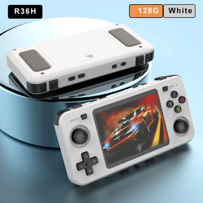 BOYHOM Green R3 6H Retro Video Game Console 3.5‘’ IPS Screen RK3326 3000 mAh Open Linux System Portable Player 64GB 128GB
