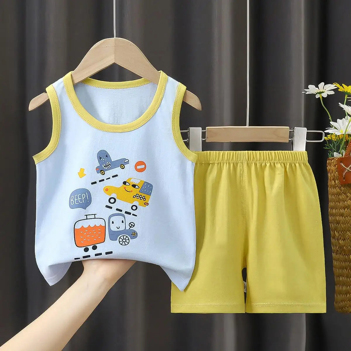 Summer Children's Vest Set Pure Cotton Baby Sleeveless Vest 2-piece Clothes Boy's Clothing Set Baby Toddler Clothing For Boy