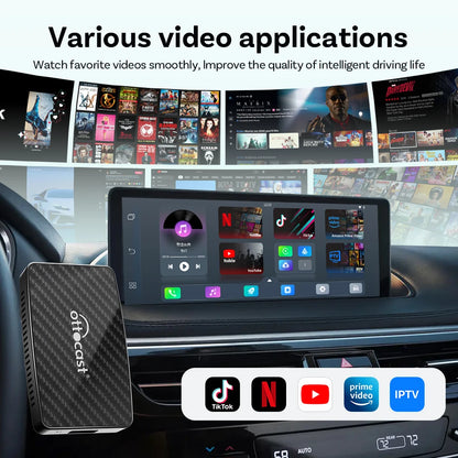 OTTOCAST Play2 Video Pro Wireless Carplay Adapter Android Auto Video Ai Box Built in Youtube Netflix for Car with Wired Carplay