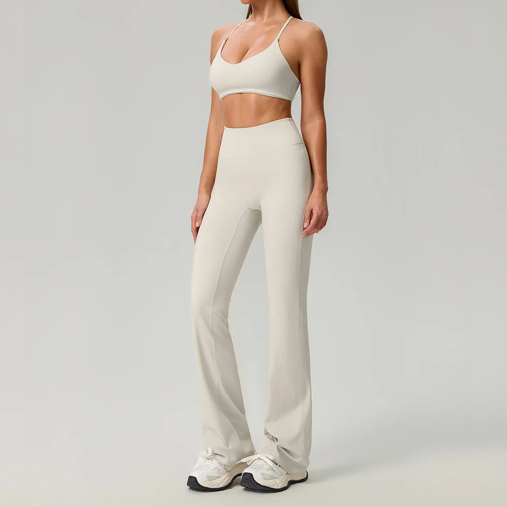 Fitness Suit 2PCS Women Tracksuit Sports Zipper Long Sleeve Yoga Set Gym Clothes Flared Pants Sportswear Female Workout Clothes