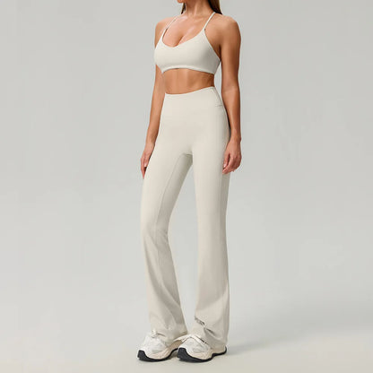 Fitness Suit 2PCS Women Tracksuit Sports Zipper Long Sleeve Yoga Set Gym Clothes Flared Pants Sportswear Female Workout Clothes