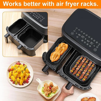 2Pcs For Ninja NA350 Reusable Air Fryer Tray Silicone Mold Air Fryer Liner Basket For Non-Stick Waffle Mold & Splash Guard Tool