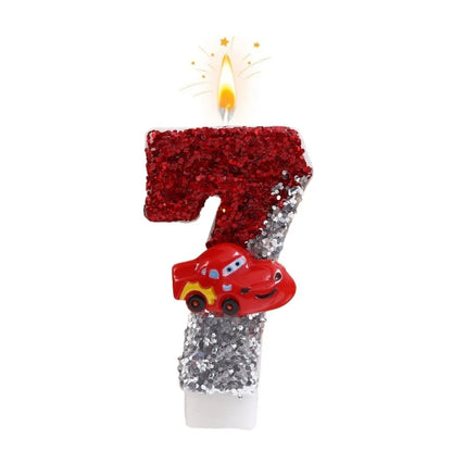 New 0-9 Number Birthday Candles Original Two-tone Sports Car Birthday Cake Digital Party Anniversary Candle Decoration