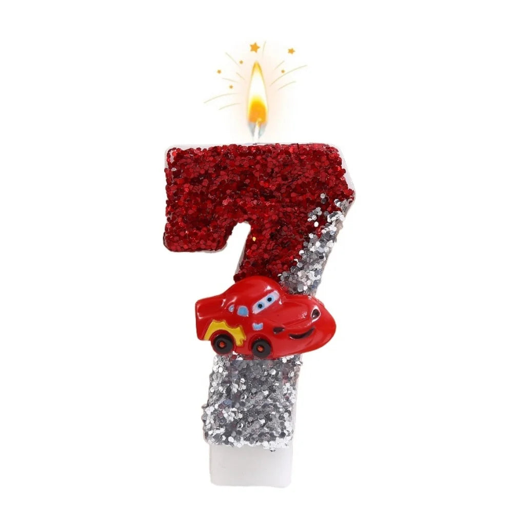 New 0-9 Number Birthday Candles Original Two-tone Sports Car Birthday Cake Digital Party Anniversary Candle Decoration