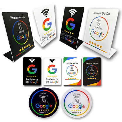 13.56Mhz Programmable Google Review Card NFC Station Table Acrylic Stickers Waterproof NFC Stand Google Review Card