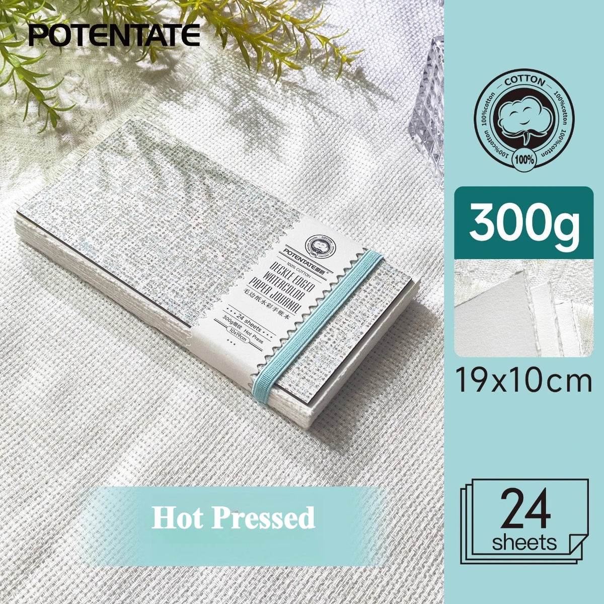 POTENTATE Cotton Fringed Watercolor Notebook 300g Hot/Cold Pressed Specific Watercolor Paper Drawing Book for Art Student