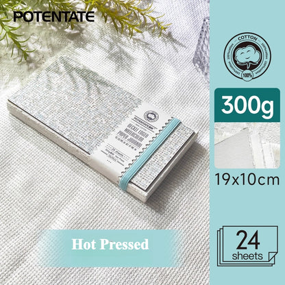 POTENTATE Cotton Fringed Watercolor Notebook 300g Hot/Cold Pressed Specific Watercolor Paper Drawing Book for Art Student