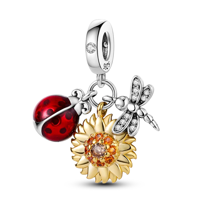 2026 Hot Sale Charms Bead 925 Sterling Silver Pink Butterfly Luminous Firefly Dangle Fit Bangle Bracelet Necklace DIY Jewelry