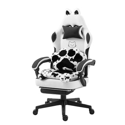 Gaming Chair for Adults Ergonomic Reclining Computer Chair with Lumbar Support and Headrest RGB LED Lights Cat Ears Design