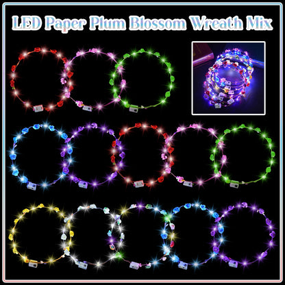 10-100Pcs LED Flower Headbands Light up Flower Headband Glow in the Dark Headband Wedding Party Music Festival Favors for Guest