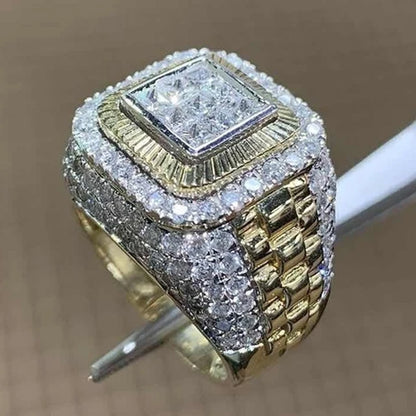 European and American Trendy Inlaid Crystal Women Men's Rings Banquet Fashion Business Ring Jewelry