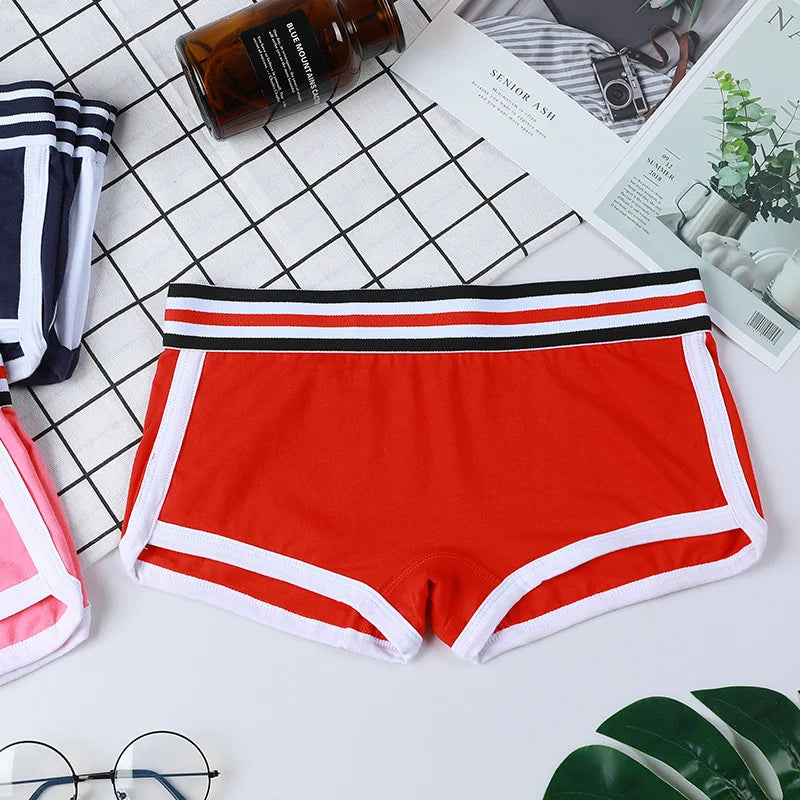 Women's Low-Waist Boxer Boyshort Panties Single Piece Comfortable Breathable Sport Underwear Ladies Intimate Lingerie Women's pa