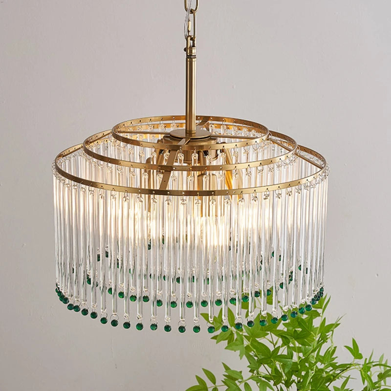 Luxury American Retro Ceiling Crystal Pendant Lights Living Dining Room Lighting Decor Chandelier Indoor Hanging Lights Fixture