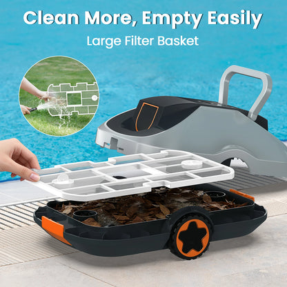 C1 Robotic Pool Cleaner, 200-Min Runtime,  Self-Parking Cordless Pool Vacuum for Above Ground & Inground Pools up to 2500 Sq.ft