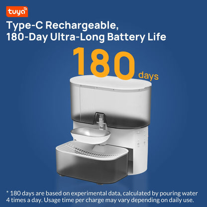 3L Intelligent Timed Pet Water Fountain, Rechargeable Auto Water Dispenser for Cats, Wastewater Separation, No Filter No APP