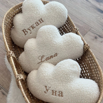 Personalized Name Lambswool Baby Pillow Cloud Shape Home Decor Sofa Decorative Cushion Throw Pillow Car Seat Chair Bed Couch