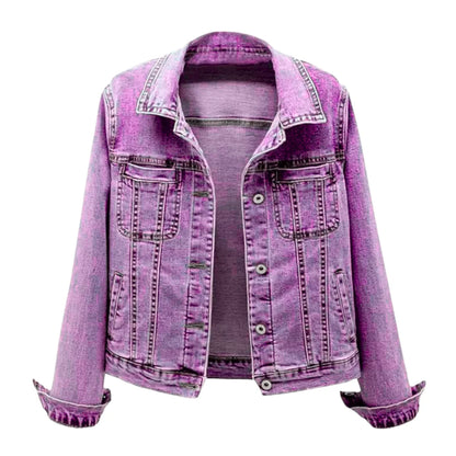 Women's Regular Fit Button-Up Washed Denim Jacket Autumn Winter Streetwear Sweet Style Long Sleeve Heavyweight Light Wash
