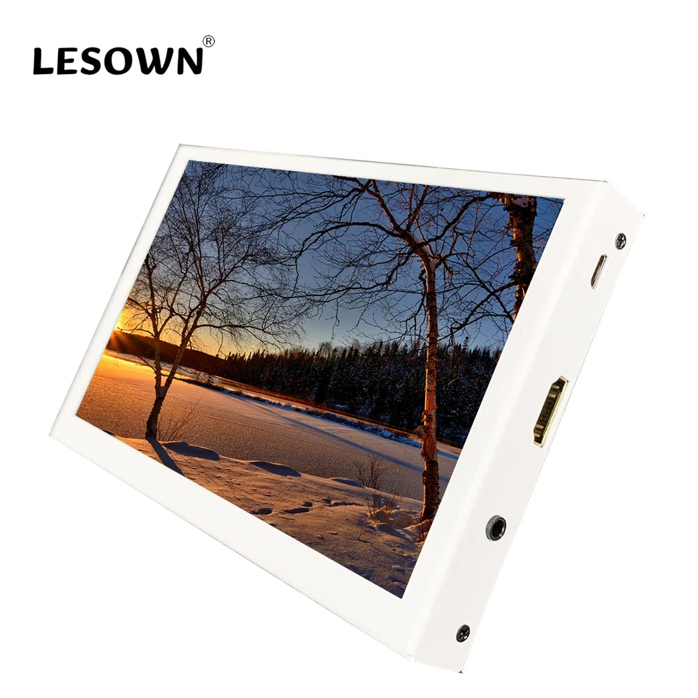 LESOWN 7 inch Small Touchscreen HDMI Portable Monitor Capacitive 1024x600 IPS White Mini Wide Secondary Screen Gaming Monitor