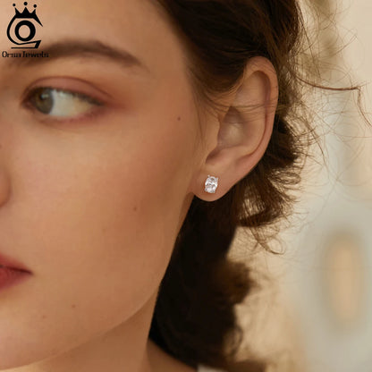 ORSA JEWELS Exquisite 925 Sterling Silver Zircon Earrings for Women Shiny 8A Premium Cubic Zirconia Earrings Party Jewelry LZE03
