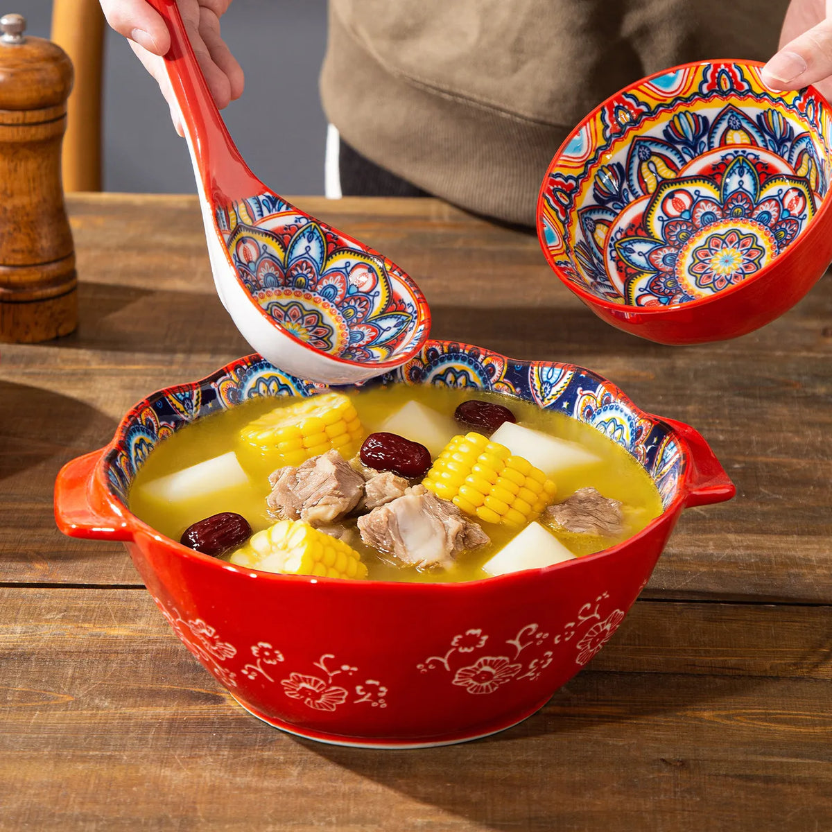 Ceramic Tableware Set Rice Bowl Serving Plate Creative Cutlery Soup Plate Noodle Handle Bowl Sauce Dish Steak Salad Fruit Plate