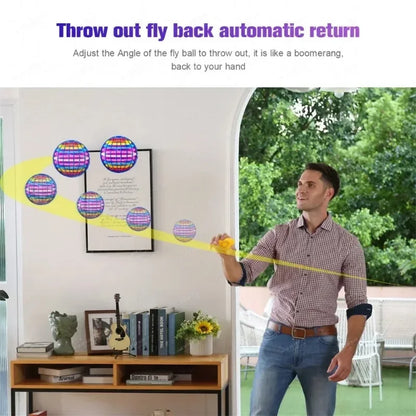 LED Light Up Flying Orb Boomerang Toys Magic Hover Ball Drone Fly Nova Spinner – Fidget Stress Relief Toy Gifts for Kids Family
