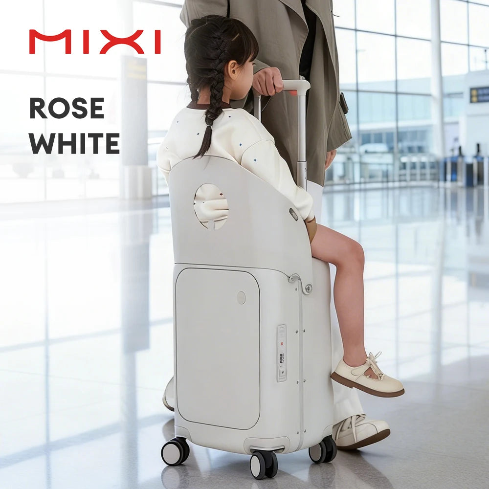 Mixi New Design 20 Inch Ride On Suitcase for Kids Luggage with Seat PC Aluminum Frame Check in Lugguage