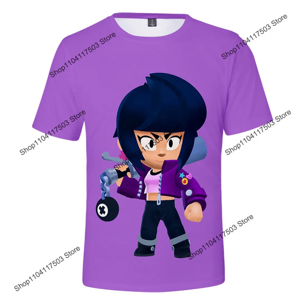 Kids' Game Character Graphic T-Shirt | Short Sleeves & Crew Neck | Casual Wear & Streetwear
