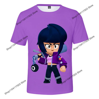 Kids' Game Character Graphic T-Shirt | Short Sleeves & Crew Neck | Casual Wear & Streetwear